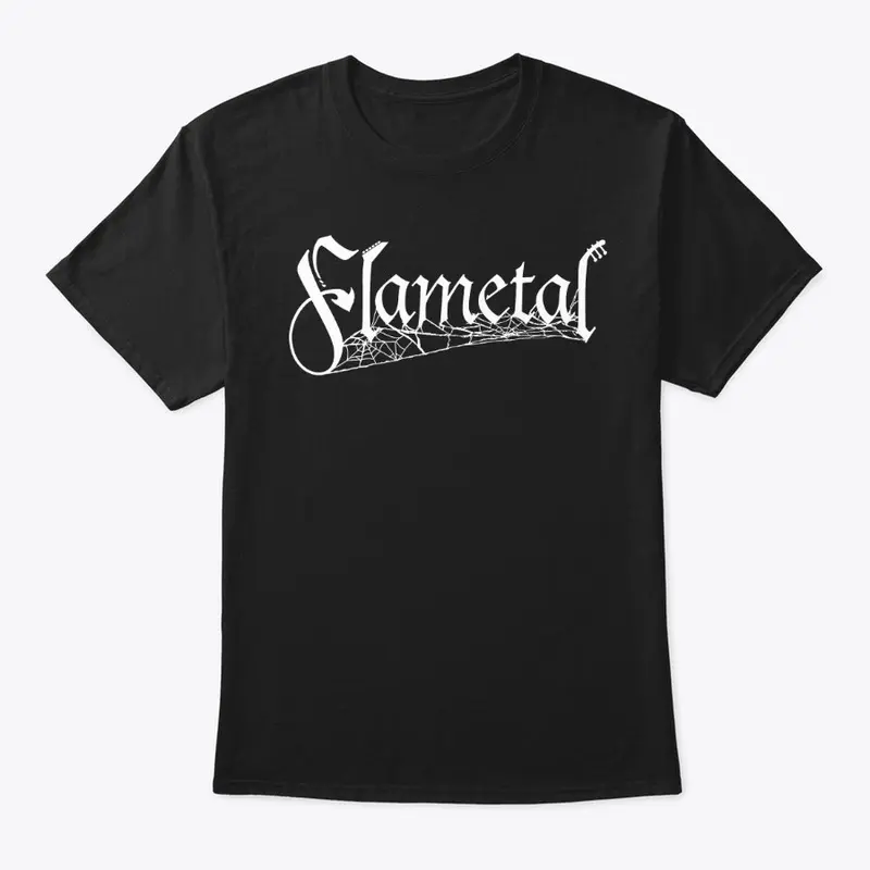 Classic Flametal Logo white on black.