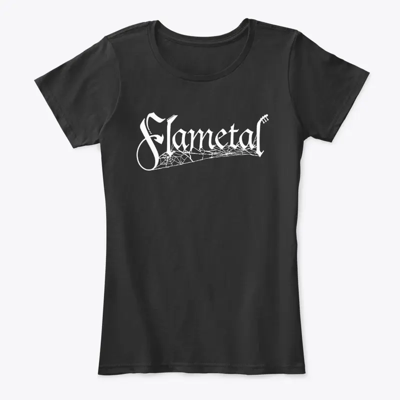 Classic Flametal Logo white on black.